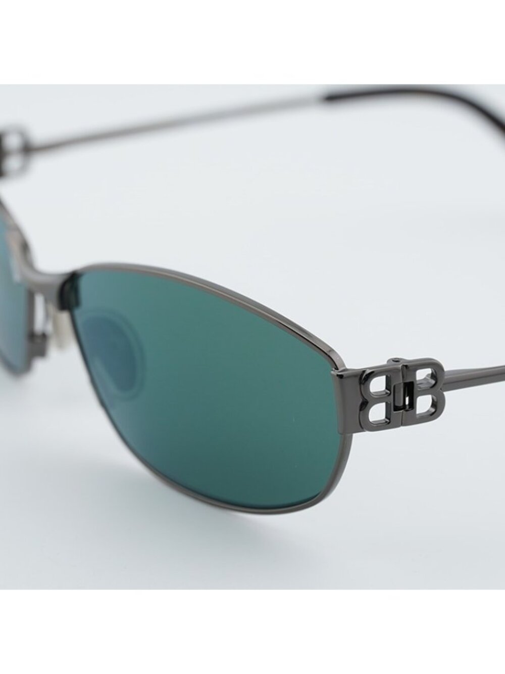 Balenciaga BB0336S 005 Unisex Sunglasses Grey Oval Frame, Green Lenses - Picture 3 of 11